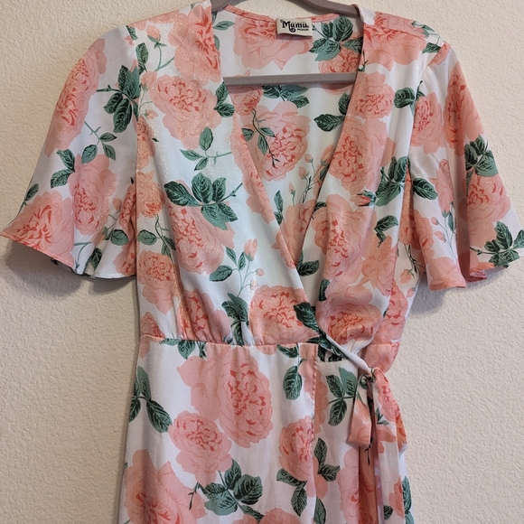 Show Me Your Mumu Marianne Pink Floral Wrap Maxi Dress Size Small. EUC - Picture 3 of 6